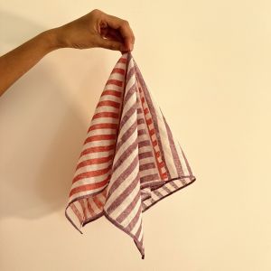 Purple & Red Stripe Square Cotton Scarf