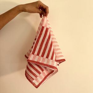 Red & Pink Stripe Square Cotton Scarf