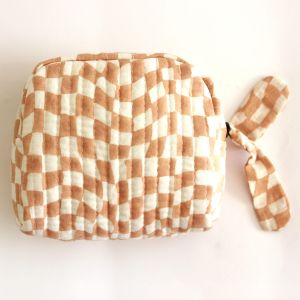 Peach & White Quilted Pouch