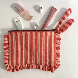 Pink & Red Flat Frill Quilted Pouch