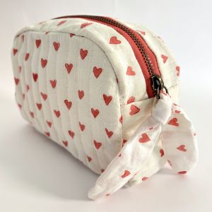 Red & White Classic Quilted Pouch