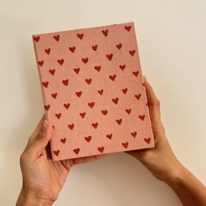 Red Pink Heart  Handmade Diary
