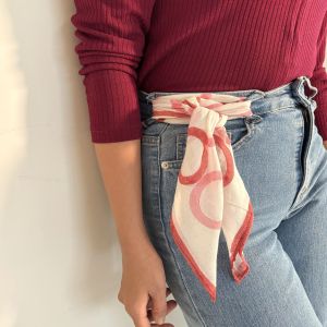 Pink & Red Circle Square Cotton Scarf