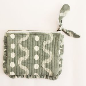 Grey Wavy Quilted Pouch