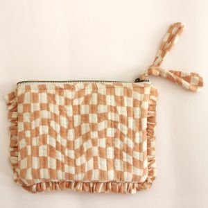 Peach & White Quilted Pouch