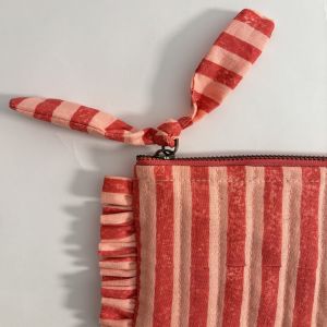 Pink & Red Flat Frill Quilted Pouch