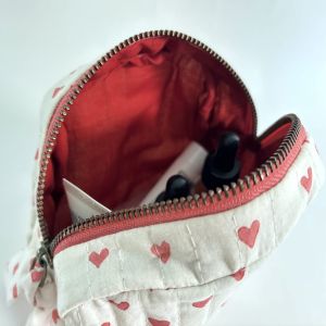 Red & White Classic Quilted Pouch