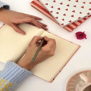 Red Pink Heart  Handmade Diary