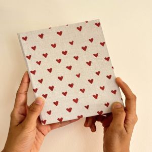 Red White Heart Handmade Diary