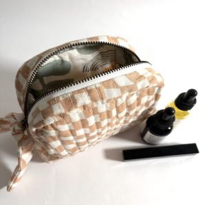 Peach & White Quilted Pouch