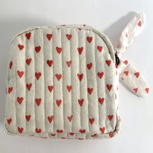 Red & White Classic Quilted Pouch