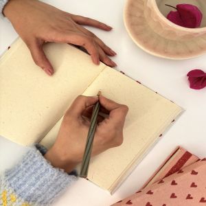Red White Heart Handmade Diary