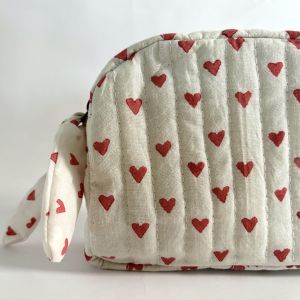 Red & White Classic Quilted Pouch
