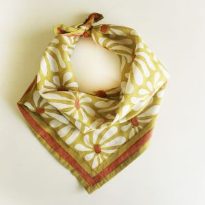 Green & White Square Cotton Scarf
