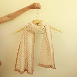 Peach &AMP; White Long Cotton Scarf
