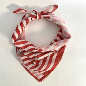 Pink &AMP; Red Stripe Square Cotton Scarf