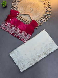 Embroidered Work Silk Saree