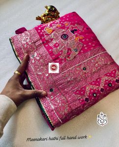 Hathi Design Cotton Silk Saree