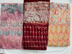 Heavy Work Unstiched Silk Fabric