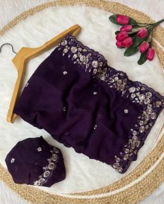 Ladies Embroidered Zari Work Silk Saree