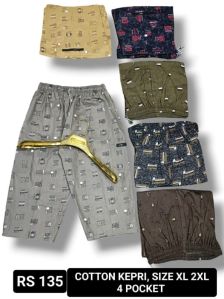Mens Cotton Cargo Capri