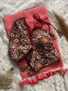 Pink Ladies Printed Cotton Silk Saree