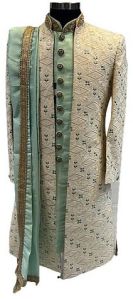 Mens Silk Traditional  Embroidered Sherwani