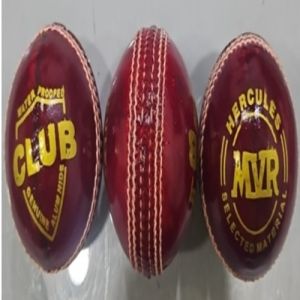 Red and White Leather Cricket Ball