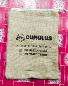 Printed Jute Pouch Bag