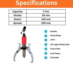 5 Ton Hydraulic Puller 3 Leg Model