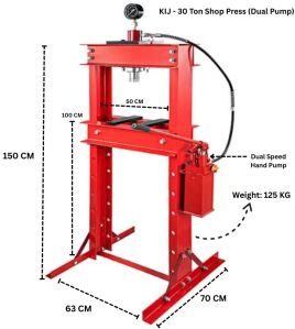30 Ton Hydraulic Shop Press with Gauge (Dual Speed Hand Pump)