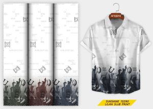 Linen Slub Printed Fabric