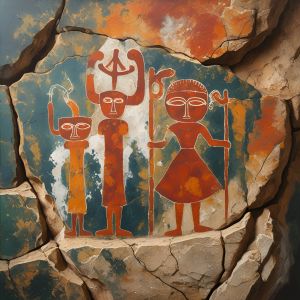 Ancient Tribal Rock Art Canvas Wall Painting