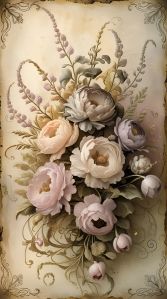 Antique Flower Bouquet Digital Abstract Painting