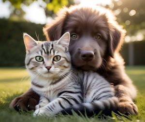 Cat And Dog Digital Canvas Painting