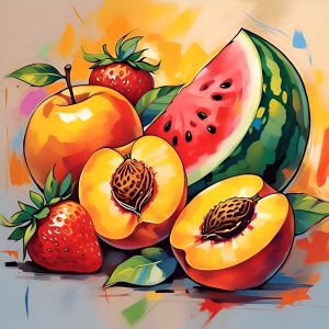 Mixed Fruits Still Life Canvas Painting
