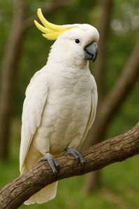Royal White Cockatoo Tropical Bird Digital Portrait Painting