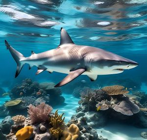 Shark Underwater Digital Art Wall Painting