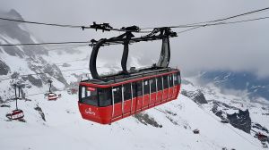 Snow Mountain Cable Car Digital Landscape Painting