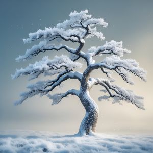 Snow Tree Digital Canvas Painting