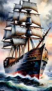 Vintage Boat Digital Abstract Painting