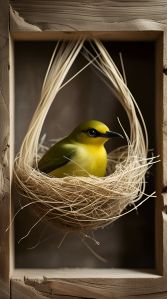 Yellow Nesting Bird Digital Wall Painting