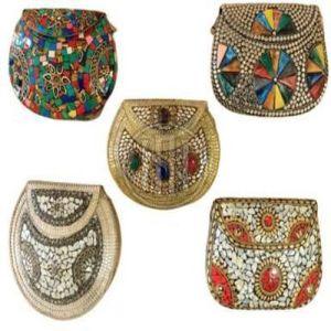 Assorted Ornate Metal Clutches with Mosaic & Gemstone Inlay