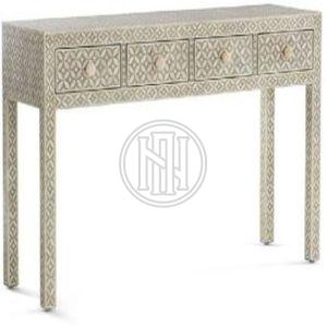 Black and White Target Design Bone Inlay Cabinet