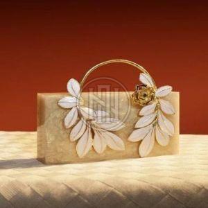 Elegant Floral Embellished Resin Clutch