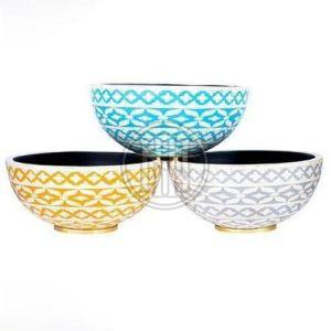 Geometric Bone Inlay Decorative Bowl