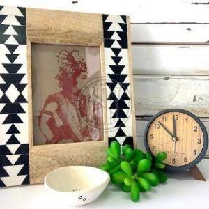 Geometric Inlay Wood Photo Frame