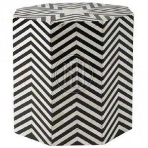 Octagonal End Table with Black and White Chevron Pattern Inlay