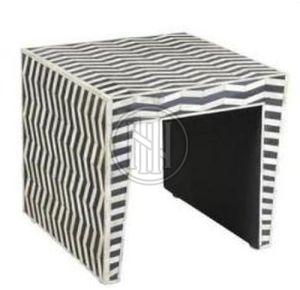Square Waterfall Coffee Table with Black and White Chevron Inlay