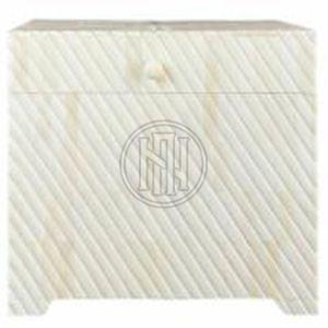 White Diagonal Stripe Bone Inlay Square Box